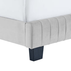 Celine Light Gray Channel Tufted Performance Velvet Full Bed - Ornate Home