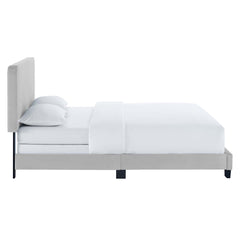 Celine Light Gray Channel Tufted Performance Velvet Full Bed - Ornate Home