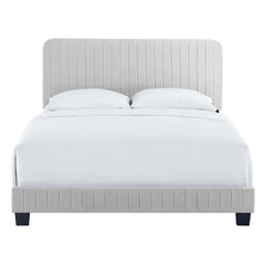Celine Light Gray Channel Tufted Performance Velvet Full Bed - Ornate Home