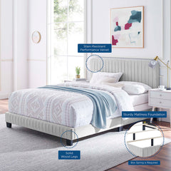 Celine Light Gray Channel Tufted Performance Velvet Full Bed - Ornate Home