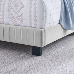 Celine Light Gray Channel Tufted Performance Velvet Full Bed - Ornate Home