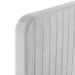 Celine Light Gray Channel Tufted Performance Velvet Queen Platform Bed - Ornate Home