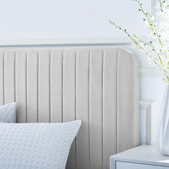 Celine Light Gray Channel Tufted Performance Velvet Queen Platform Bed - Ornate Home