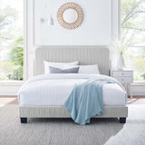 Celine Light Gray Channel Tufted Performance Velvet Twin Platform Bed - Ornate Home