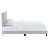 Celine Light Gray Channel Tufted Performance Velvet Twin Platform Bed - Ornate Home