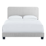Celine Light Gray Channel Tufted Performance Velvet Twin Platform Bed - Ornate Home