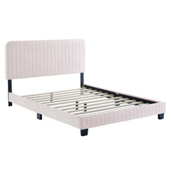 Celine Pink Channel Tufted Performance Velvet King Platform Bed - Ornate Home