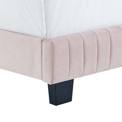 Celine Pink Channel Tufted Performance Velvet Queen Bed - Ornate Home