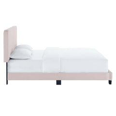 Celine Pink Channel Tufted Performance Velvet Queen Platform Bed - Ornate Home