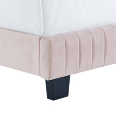 Celine Pink Channel Tufted Performance Velvet Twin Bed - Ornate Home