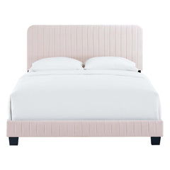 Celine Pink Channel Tufted Performance Velvet Twin Bed - Ornate Home