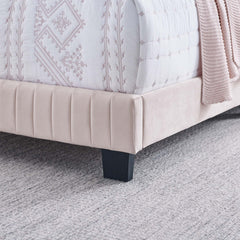 Celine Pink Channel Tufted Performance Velvet Twin Bed - Ornate Home