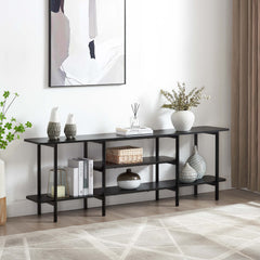 Celine Side 3 Tier Shelf Table Console in Black - Ornate Home