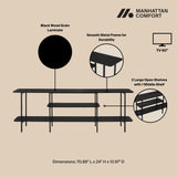 Celine Side 3 Tier Shelf Table Console in Black - Ornate Home