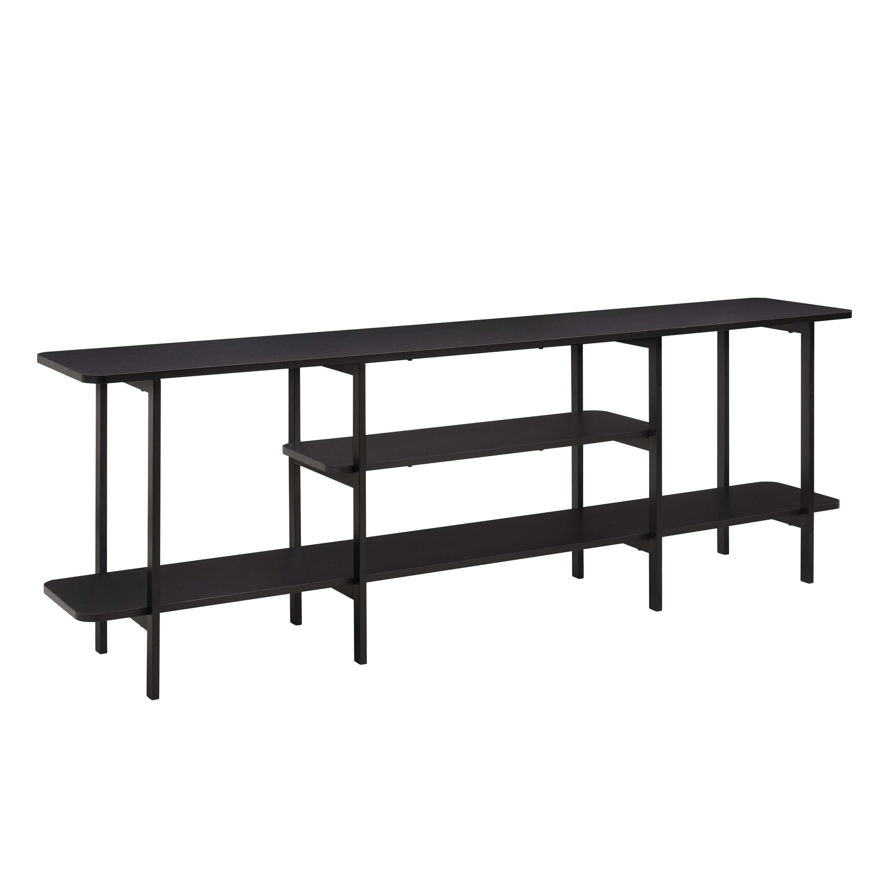 Celine Side 3 Tier Shelf Table Console in Black - Ornate Home