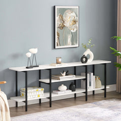 Celine Side 3 Tier Shelf Table Console in White - Ornate Home