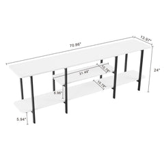 Celine Side 3 Tier Shelf Table Console in White - Ornate Home