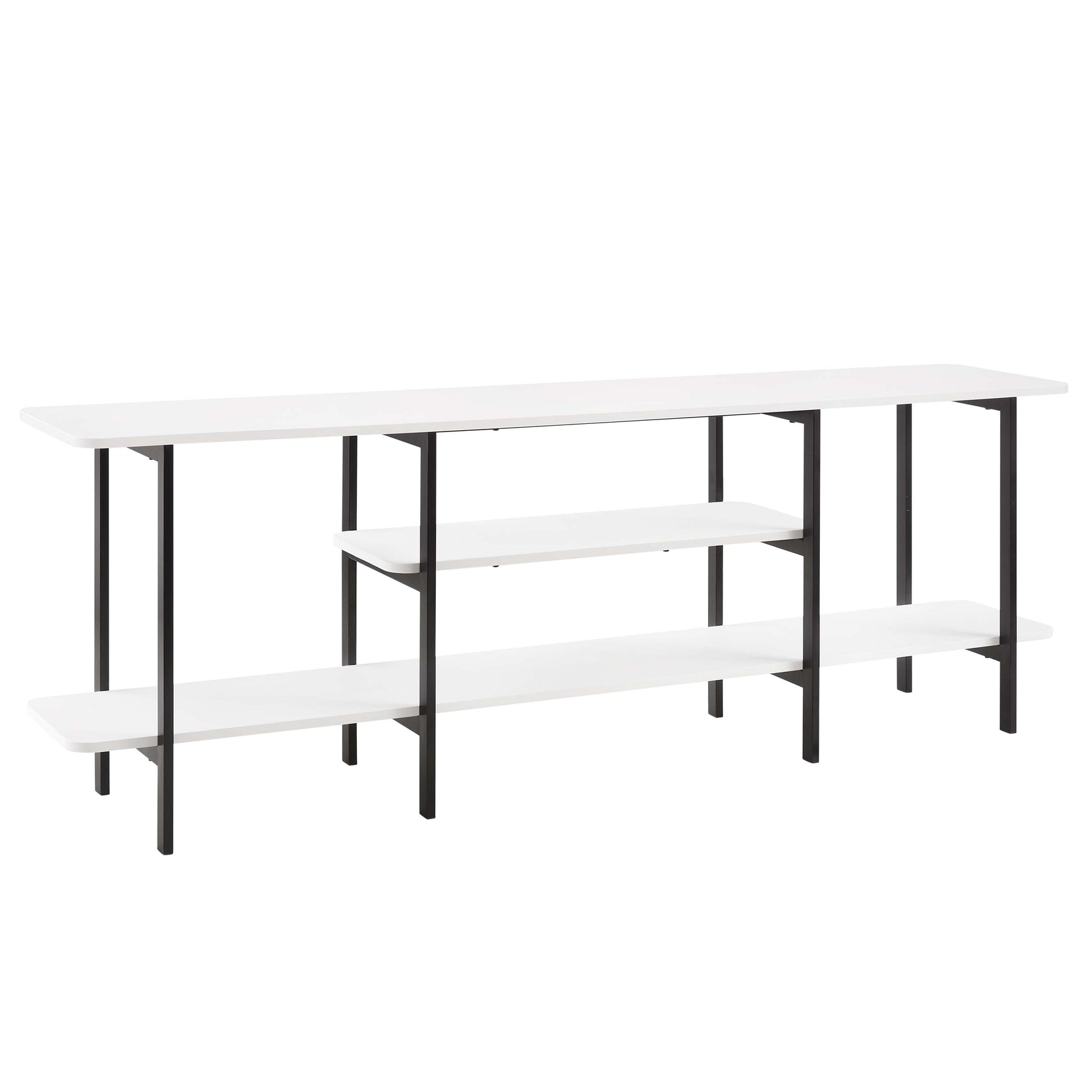 Celine Side 3 Tier Shelf Table Console in White - Ornate Home