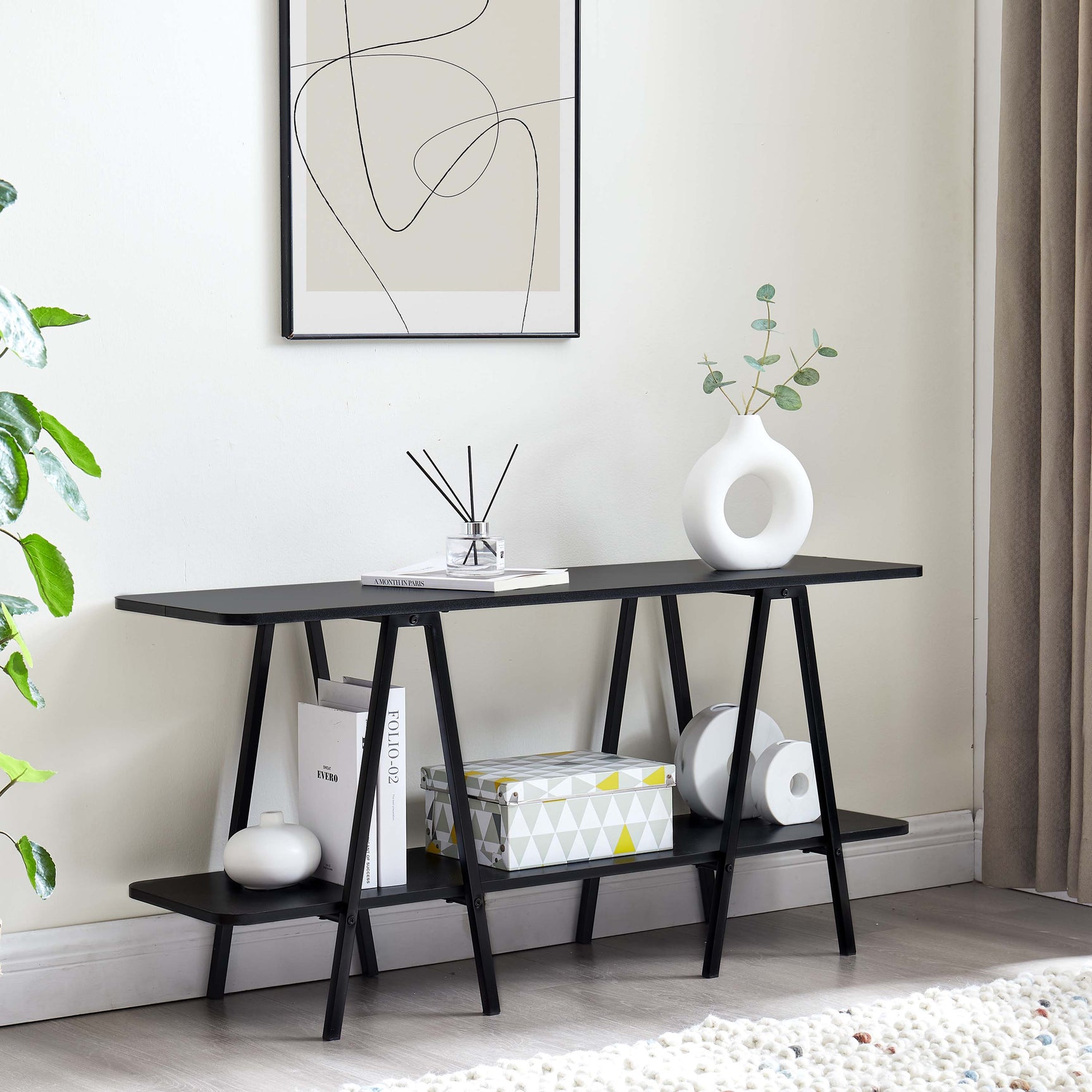 Celine Side Table Console in Black - Ornate Home