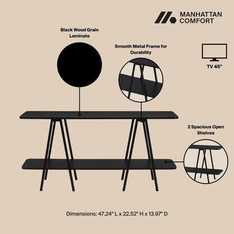 Celine Side Table Console in Black - Ornate Home