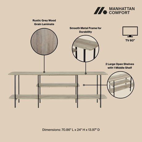 Celine Side Table Console in Rustic Grey - Ornate Home