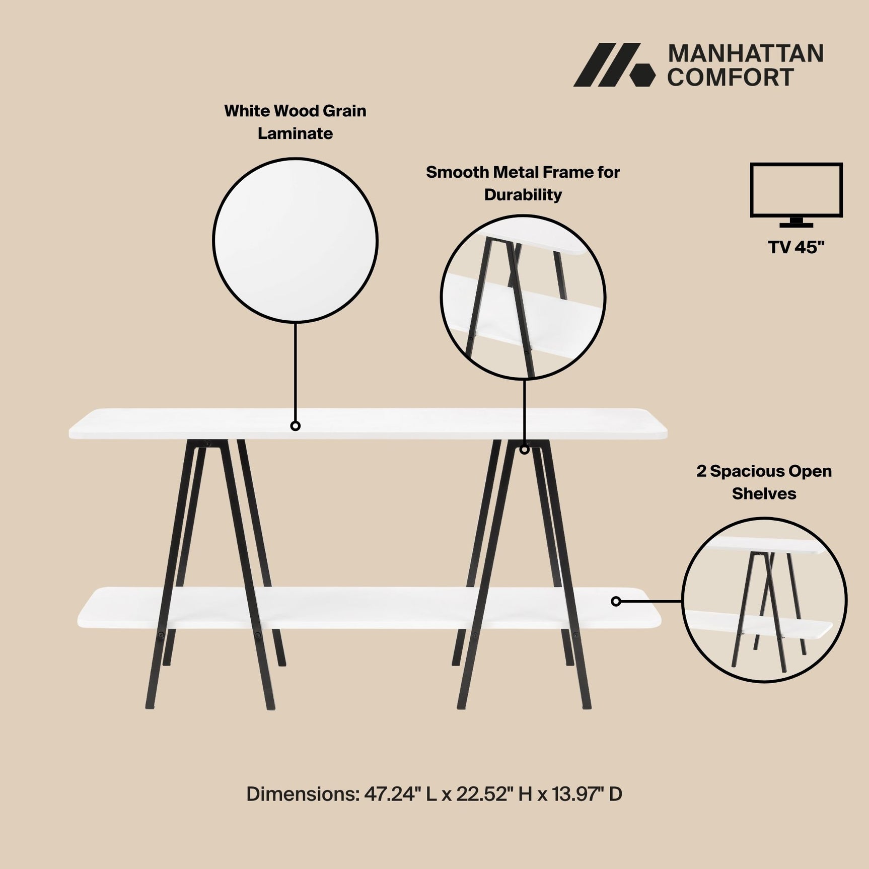 Celine Side Table Console in White - Ornate Home