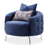 Celine Silver/Indigo Accent Chair - Ornate Home