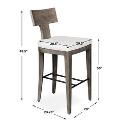 Cellini Weathered Gray/White Outdoor Bar Stool - Ornate Home
