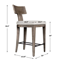Cellini Weathered Gray/White Outdoor Counter Stool - Ornate Home