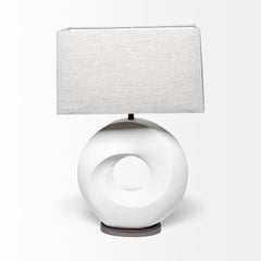 Celtica White Resin Ring-Shaped Base Table Lamp