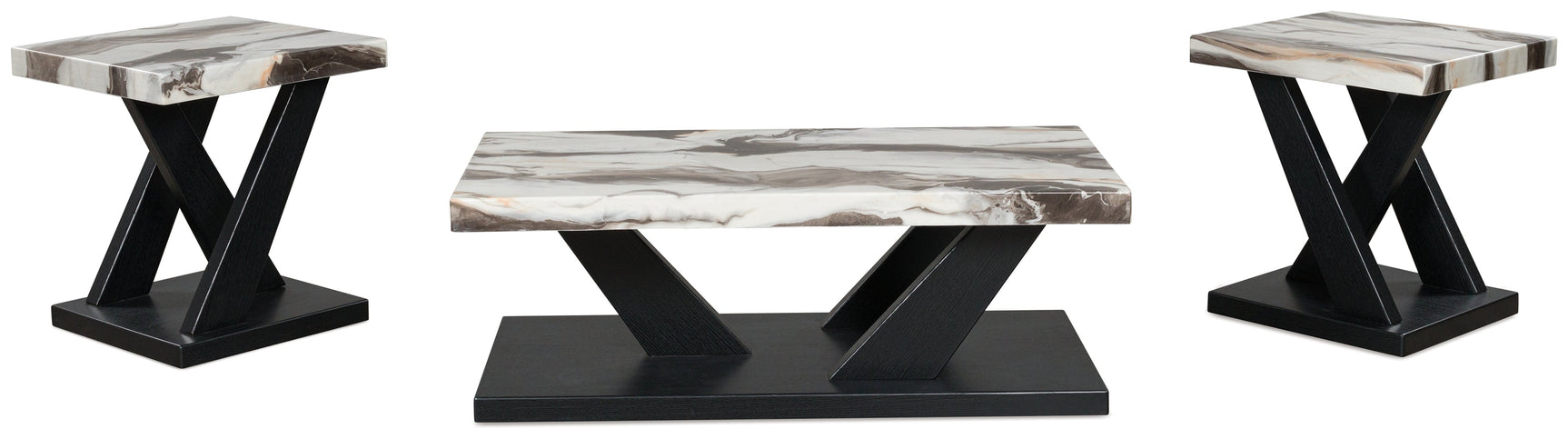 Cendill Dark Brown/White/Black Occasional Table Set (Set of 3) (Online Special Price) - Ornate Home
