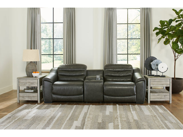 Center Line Dark Gray 3-Piece Power Reclining Loveseat with Console (Online Special Price) - Ornate Home