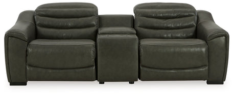 Center Line Dark Gray 3-Piece Power Reclining Loveseat with Console - Ornate Home