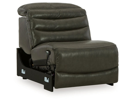 Center Line Dark Gray 3-Piece Sectional Sofa and 3-Piece Loveseat with Console - Ornate Home