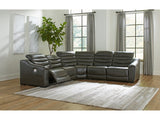 Center Line Dark Gray 5-Piece Power Reclining Sectional - Ornate Home