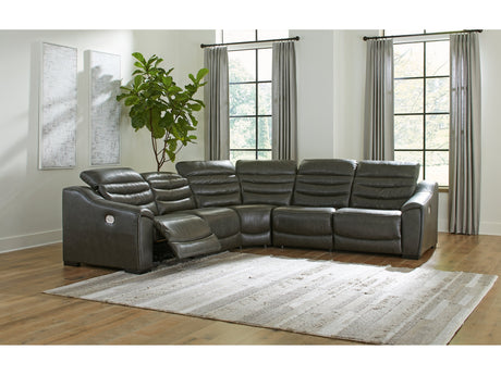 Center Line Dark Gray 5-Piece Power Reclining Sectional - Ornate Home