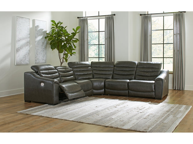 Center Line Dark Gray 5-Piece Power Reclining Sectional - Ornate Home