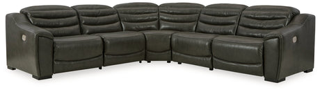 Center Line Dark Gray 5-Piece Power Reclining Sectional - Ornate Home