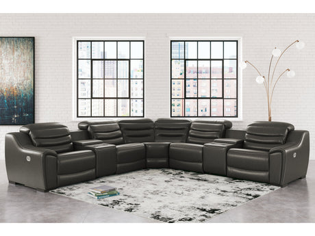 Center Line Dark Gray 7-Piece Power Reclining Sectional - Ornate Home