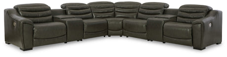 Center Line Dark Gray 7-Piece Power Reclining Sectional - Ornate Home