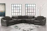 Center Line Dark Gray 7-Piece Power Reclining Sectional - Ornate Home