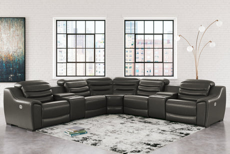 Center Line Dark Gray 7-Piece Power Reclining Sectional - Ornate Home