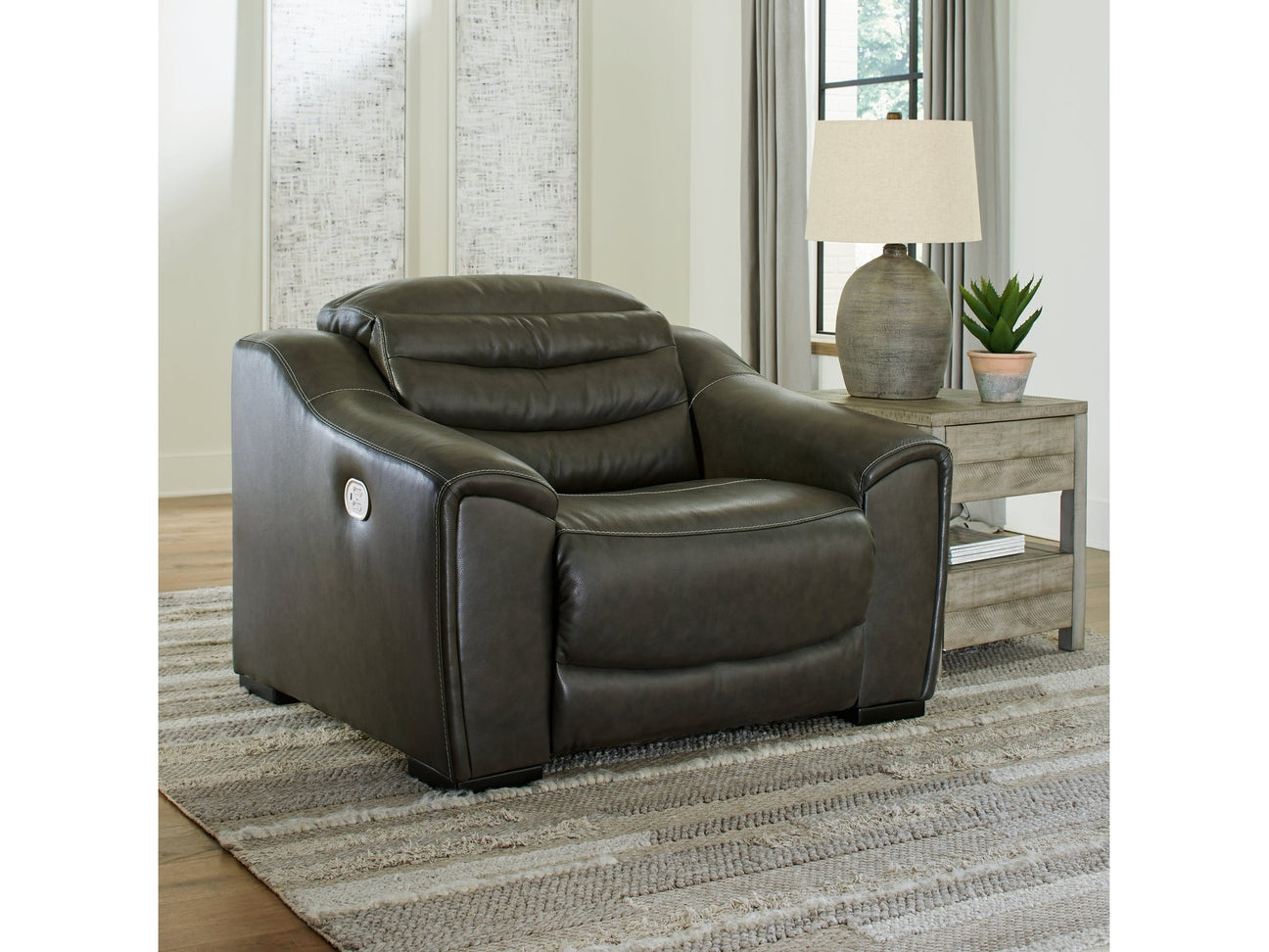Center Line Dark Gray Power Recliner - Ornate Home