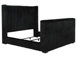 Centergrove Black Upholstered California King Wingback TV Bed - Ornate Home