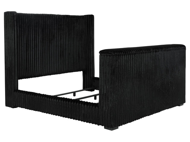 Centergrove Black Upholstered California King Wingback TV Bed - Ornate Home