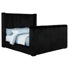 Centergrove Black Upholstered California King Wingback TV Bed - Ornate Home