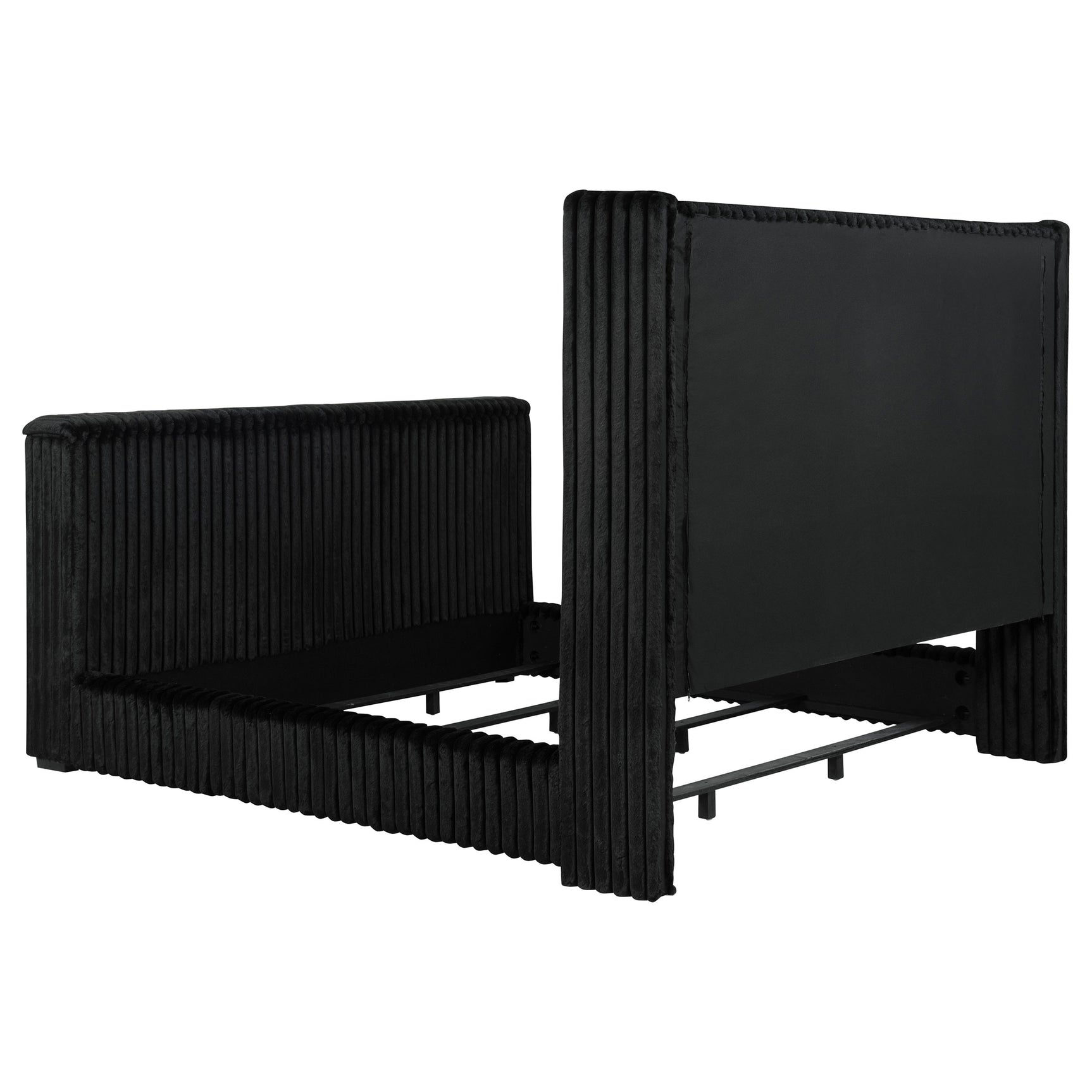 Centergrove Black Upholstered California King Wingback TV Bed - Ornate Home