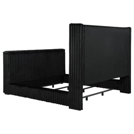 Centergrove Black Upholstered California King Wingback TV Bed - Ornate Home