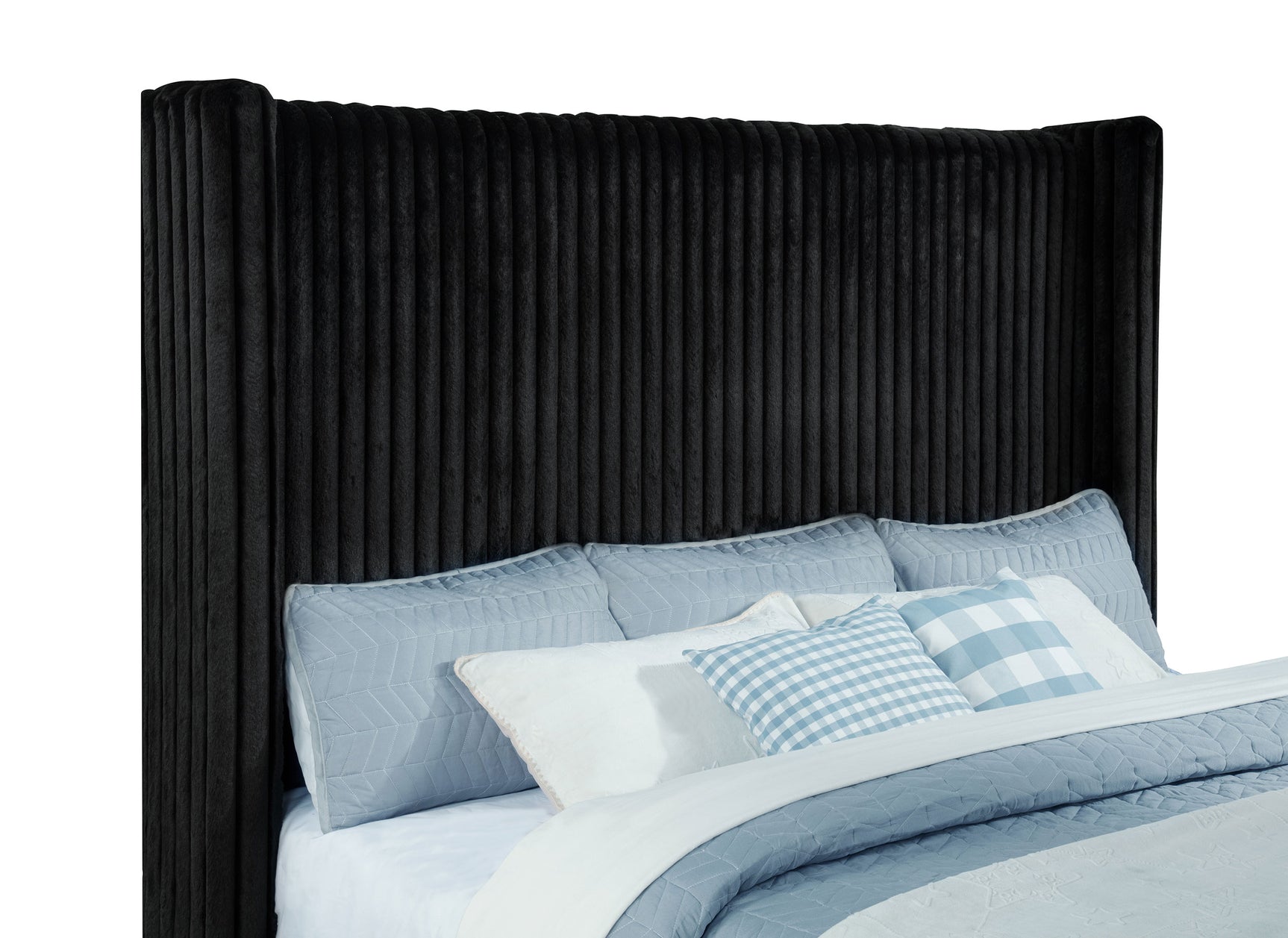 Centergrove Black Upholstered California King Wingback TV Bed - Ornate Home