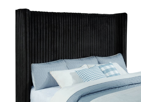 Centergrove Black Upholstered California King Wingback TV Bed - Ornate Home